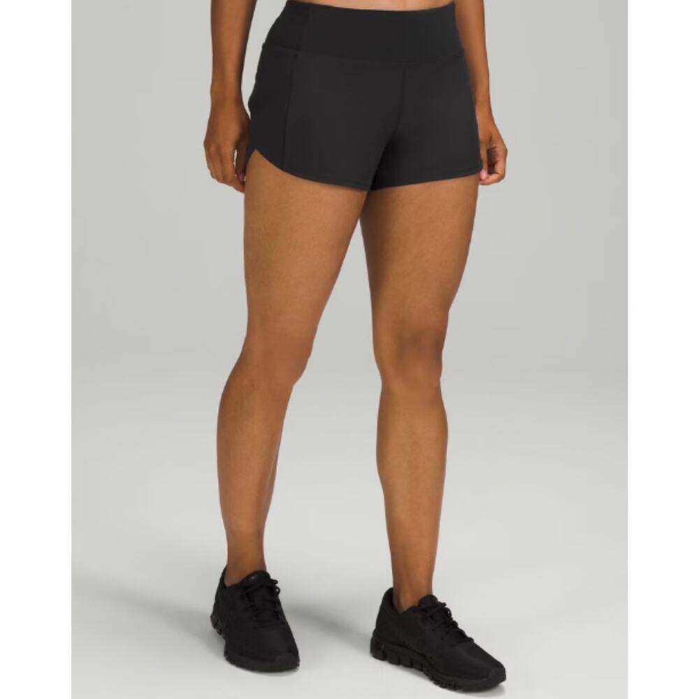 Lululemon Speed Up Mid-Rise Lined Short 2 Black 4" Running Gym